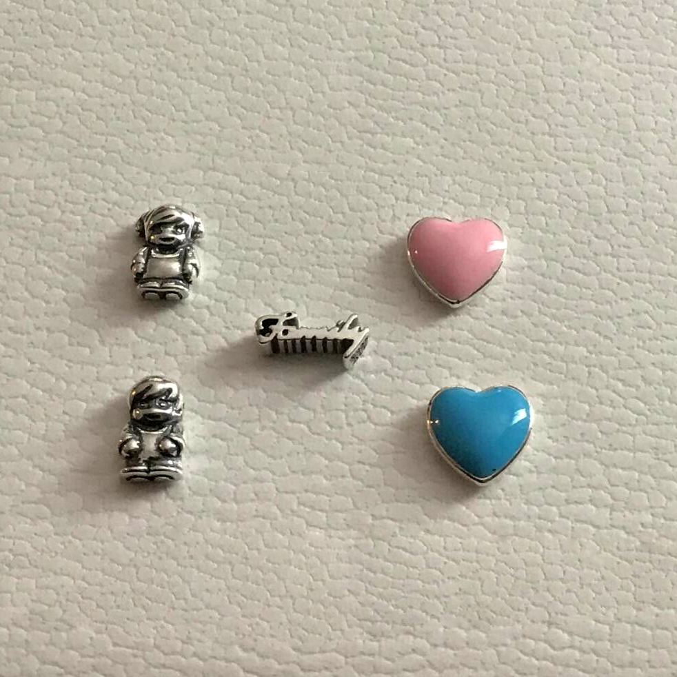pandora silver petite floating locket charms complete family set