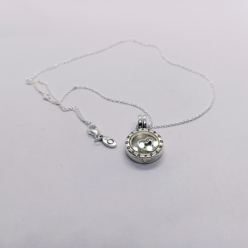 pandora floating locket sapphire crystal glass clear necklace