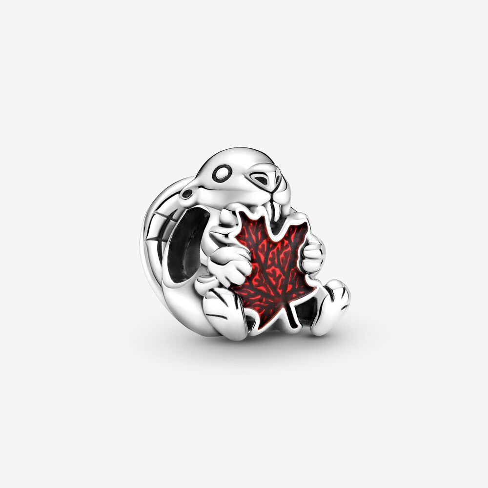 pandora canadian beaver & maple leaf charm