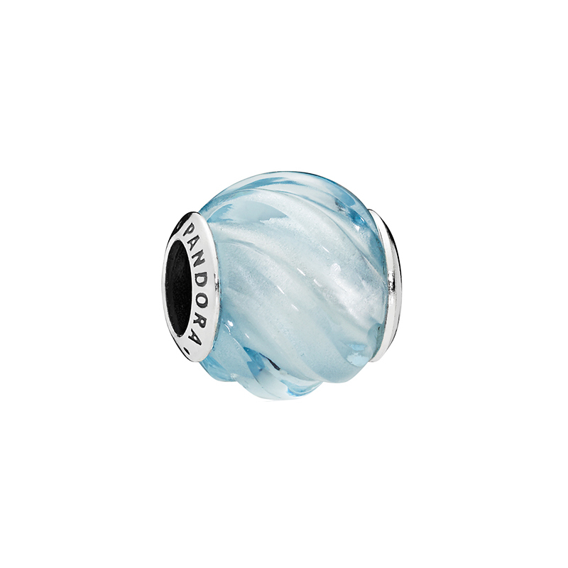 pandora silver charm blue ripples aqua blue crystal