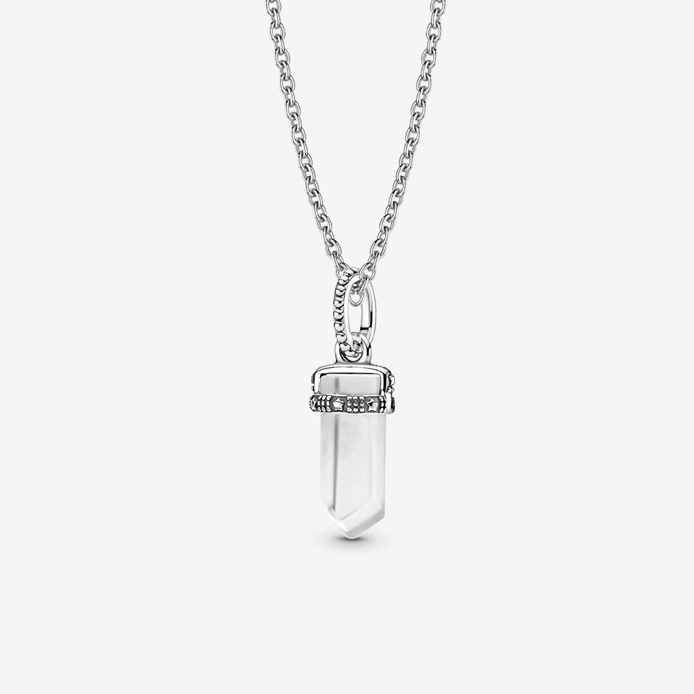 pandora rolo chain necklace white amulet pendant