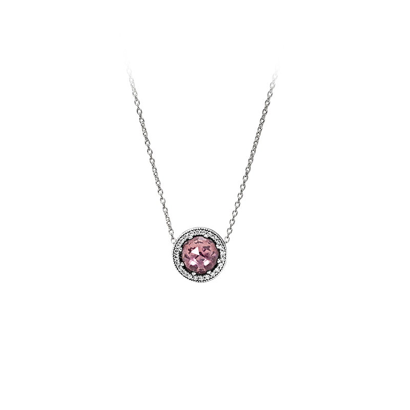 pandora necklace 925silver radiant hearts blush pink crystal 45cm