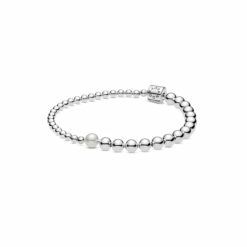 pandora sterling silver beads & pave bracelet s925 ale
