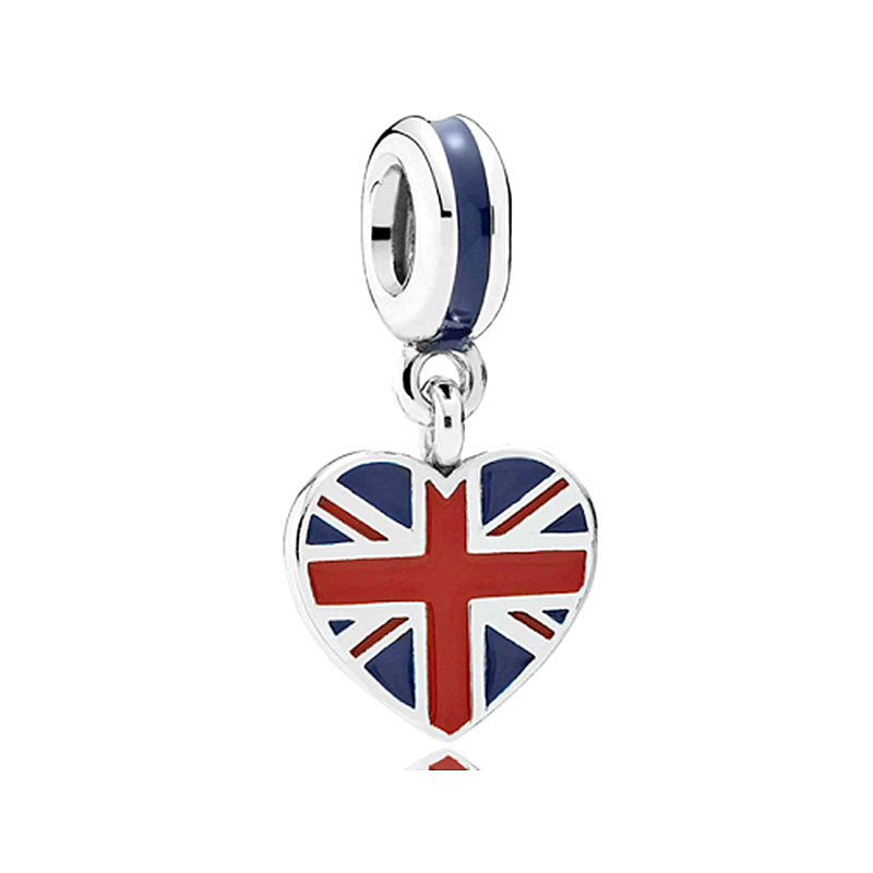 pandora charm bead "great britain heart flag"