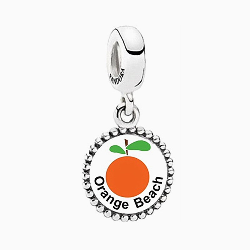 pandora s925 sterling silver orange beach dangle charm enamel pendant