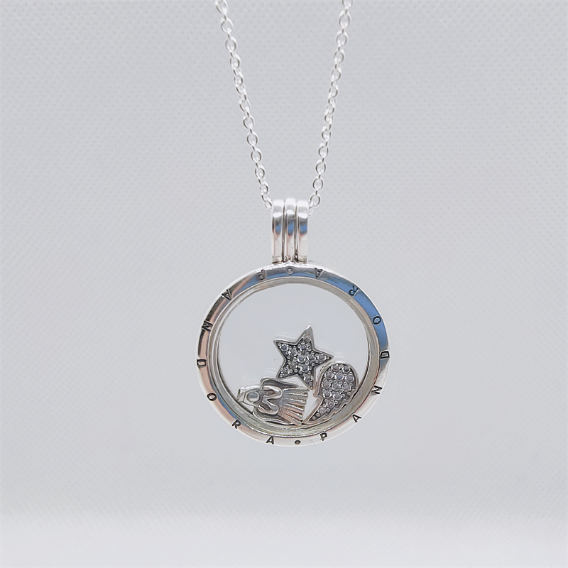 pandora floating locket necklace & celestial petites charms large +  pouch