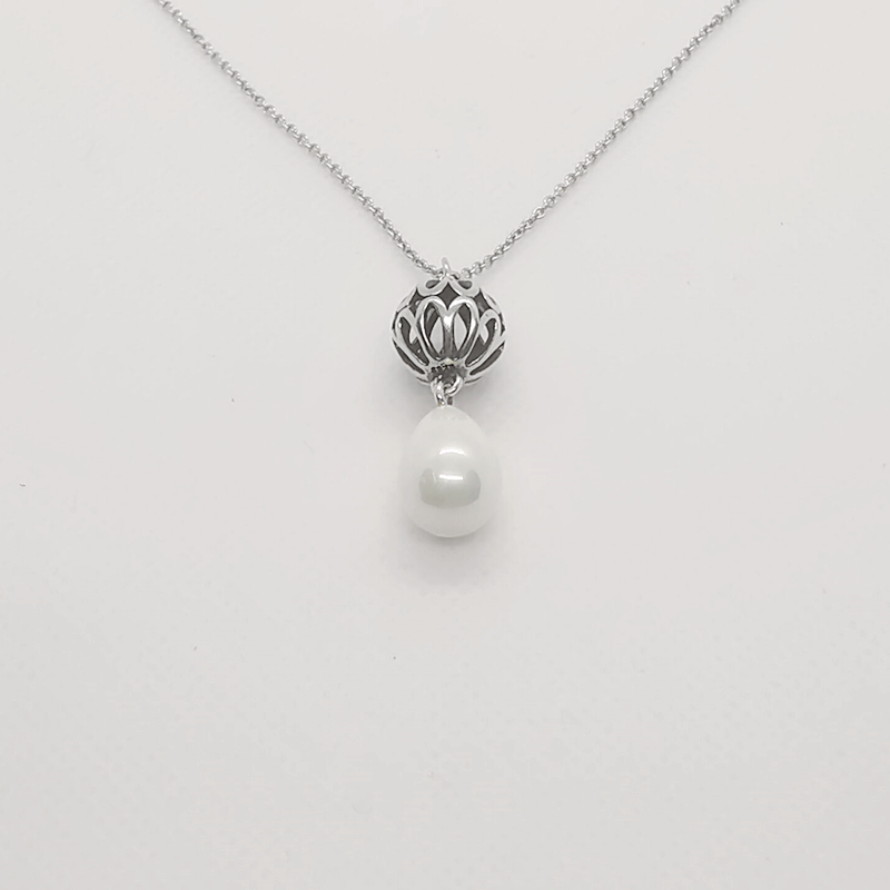 pandora sterling silver lantern pearl drop pendant necklace ale -50cm