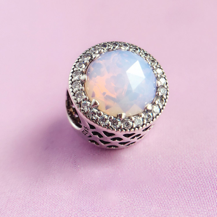 pandora necklace 925silver schillernd-rosafarbener aureole hearts 45cm