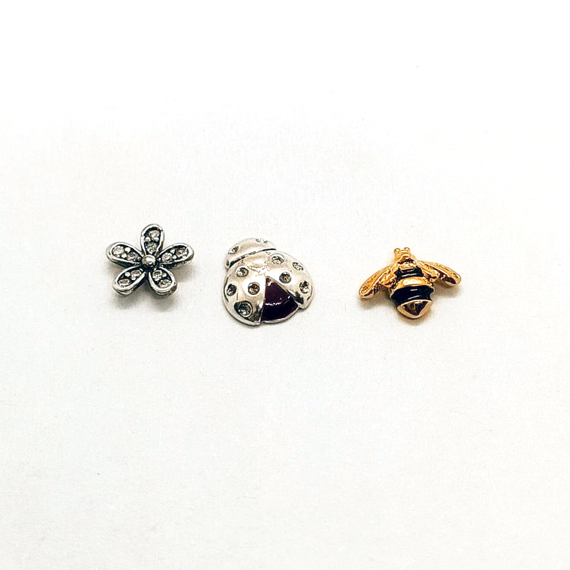 pandora silver bee ladybug flowers petite floating locket charms set