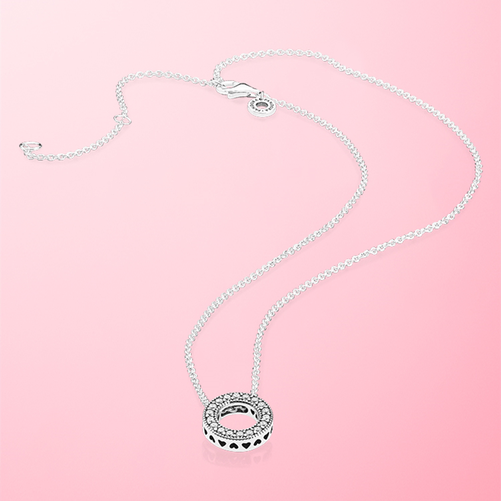 pandora silver hearts of pandora necklace -45cm