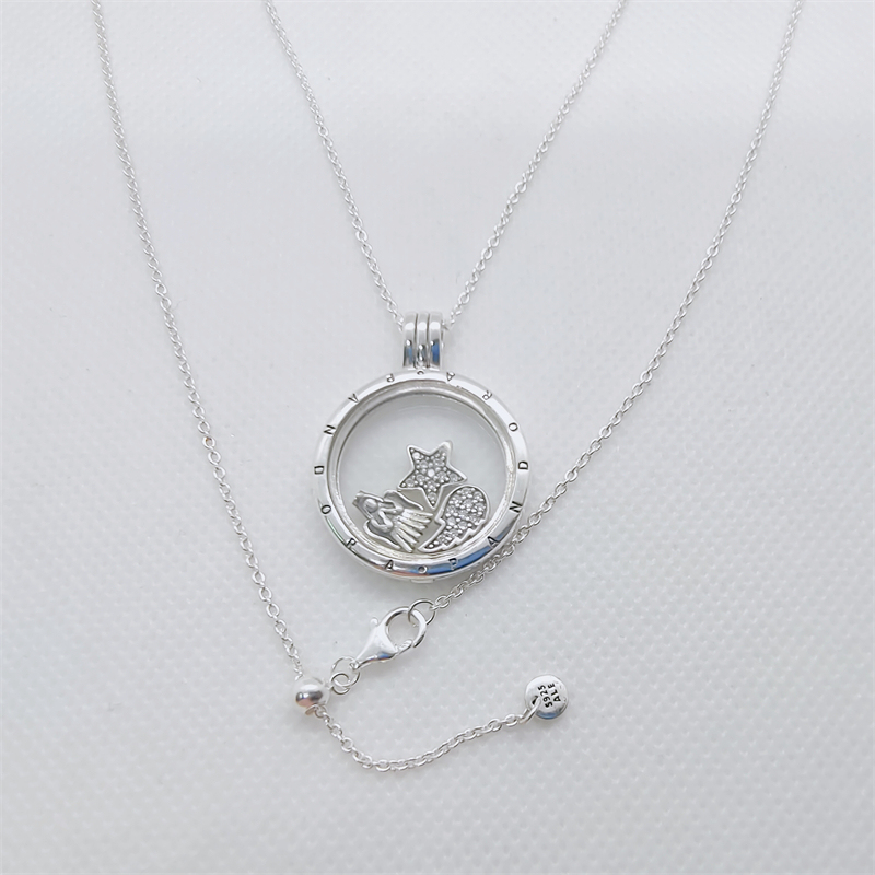 pandora floating locket necklace & celestial petites charms large +  pouch