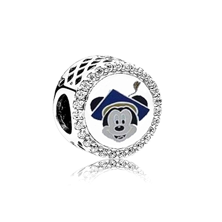 s925 sterling silver mickey mouse class of 2021 charm cz bead