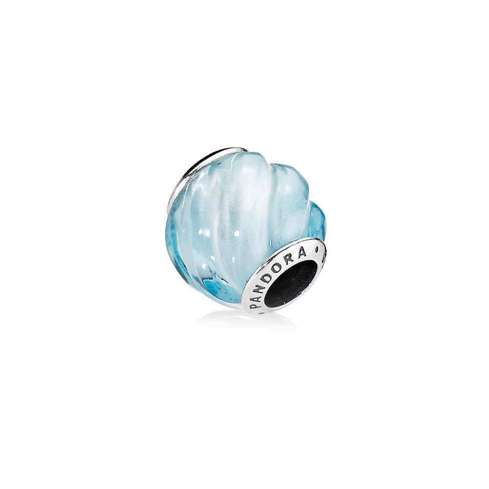 pandora silver charm blue ripples aqua blue crystal