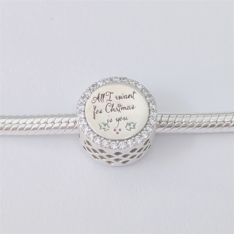pandora silver all i want 4 christmas bead