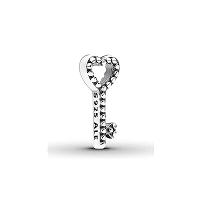 pandora s.silver beaded heart key petite floating locket charm