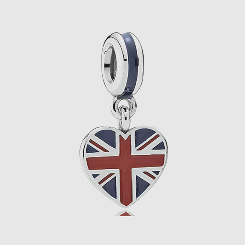 pandora charm bead "great britain heart flag"