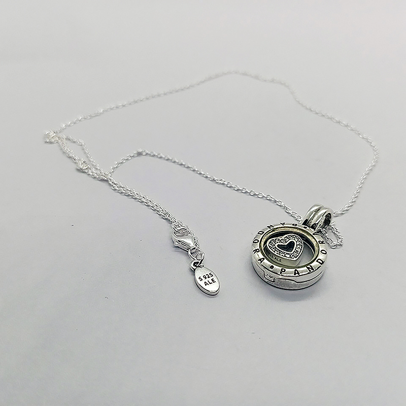 pandora floating locket sapphire crystal glass clear necklace