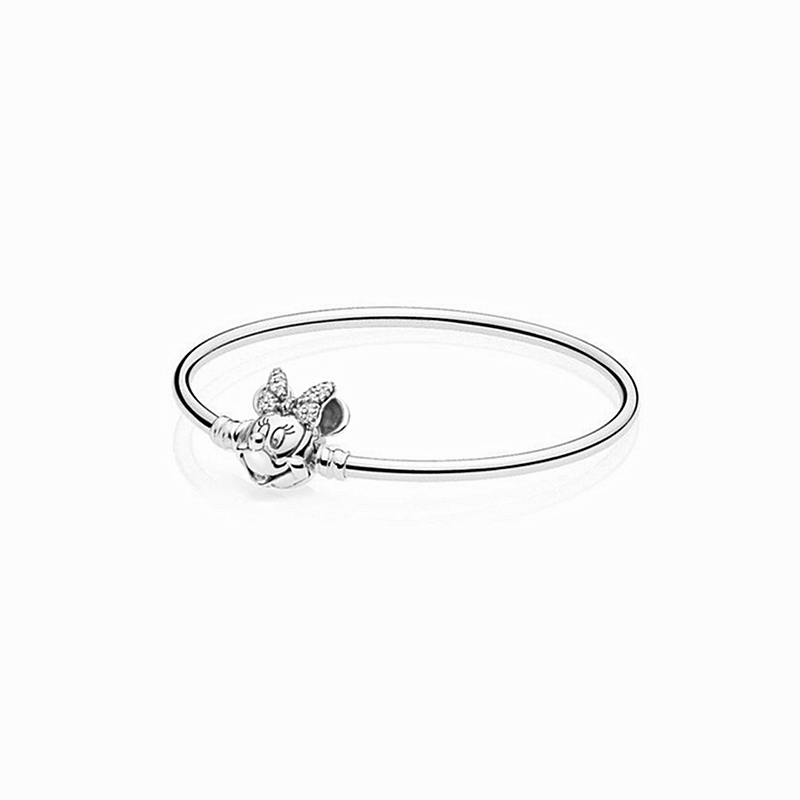 s925 's pandora minnie mouse clasp snake chain bracelet