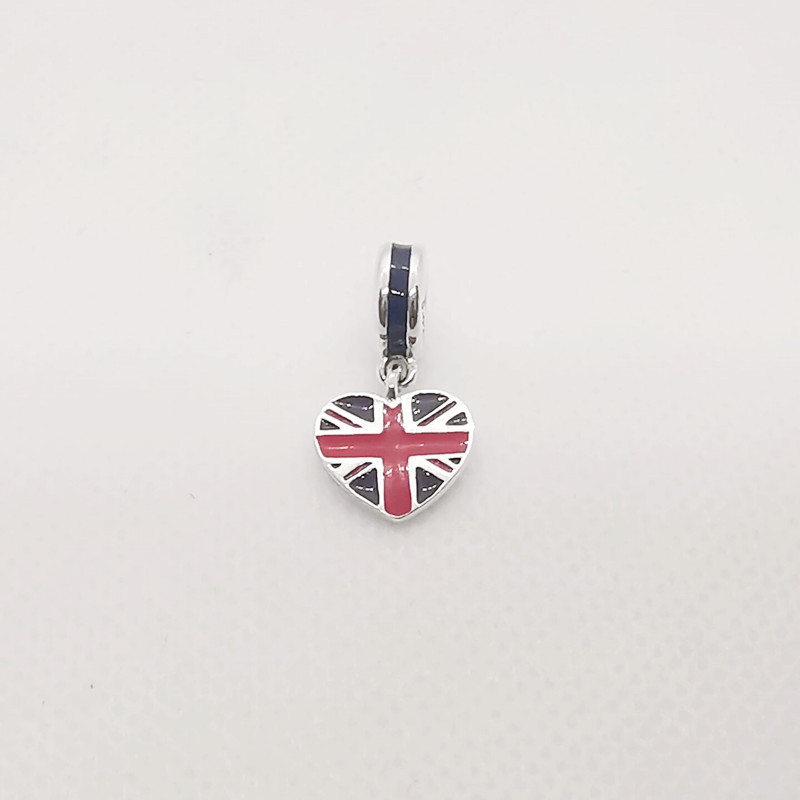 pandora charm bead "great britain heart flag"