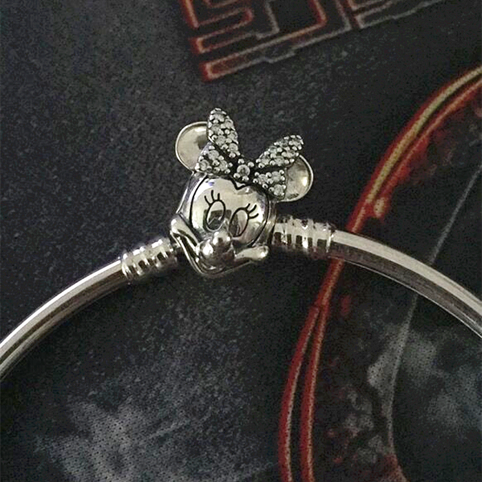 s925 's pandora minnie mouse clasp snake chain bracelet