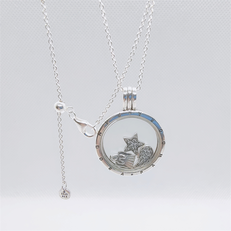 pandora floating locket necklace & celestial petites charms large +  pouch