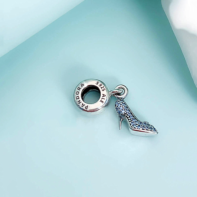 cinderella sparkling slipper pandora blue shoe dangle charm