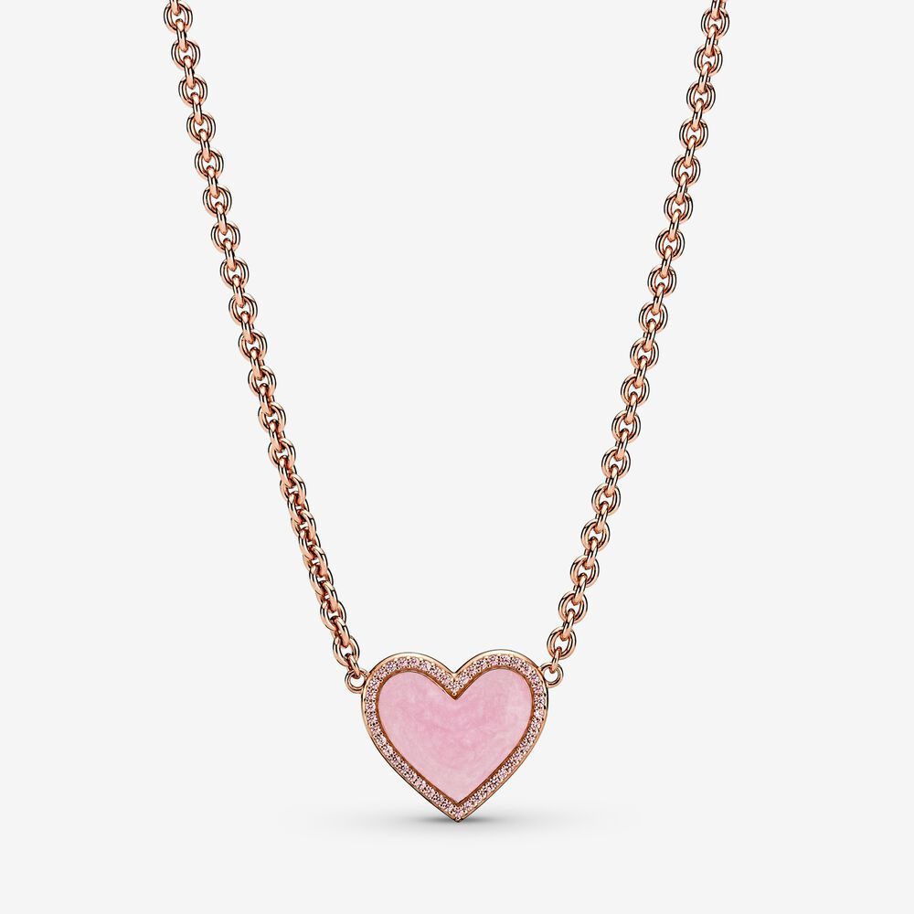 pandora pink swirl heart necklace