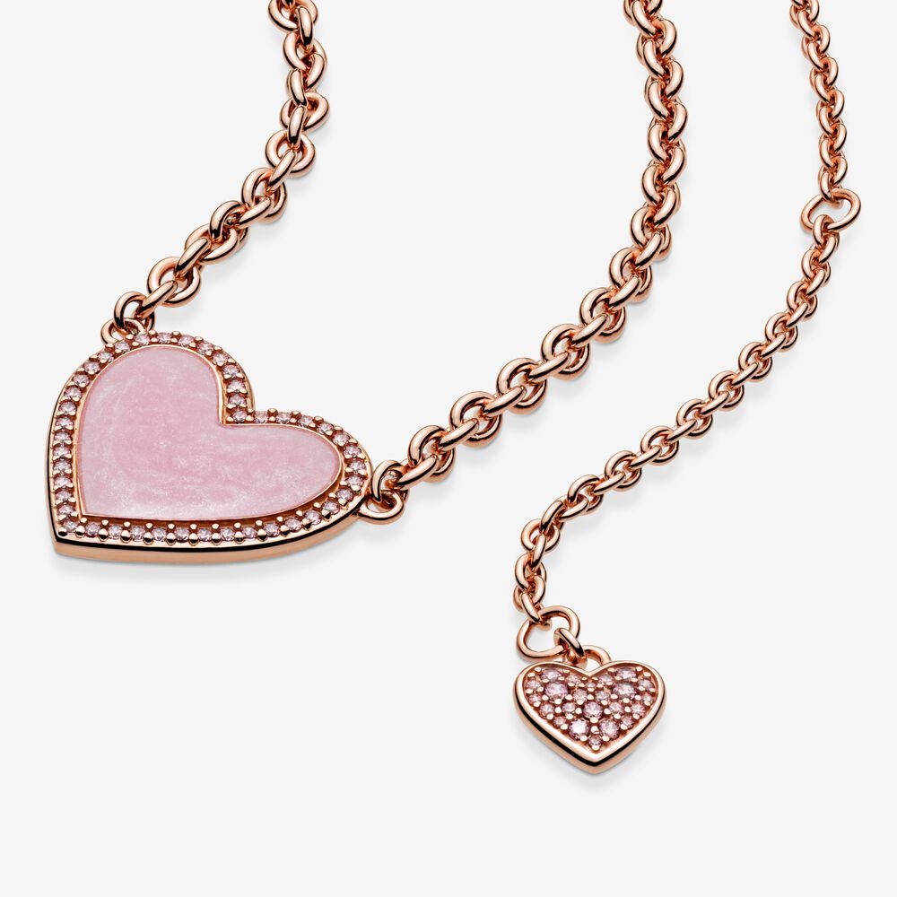 pandora pink swirl heart necklace