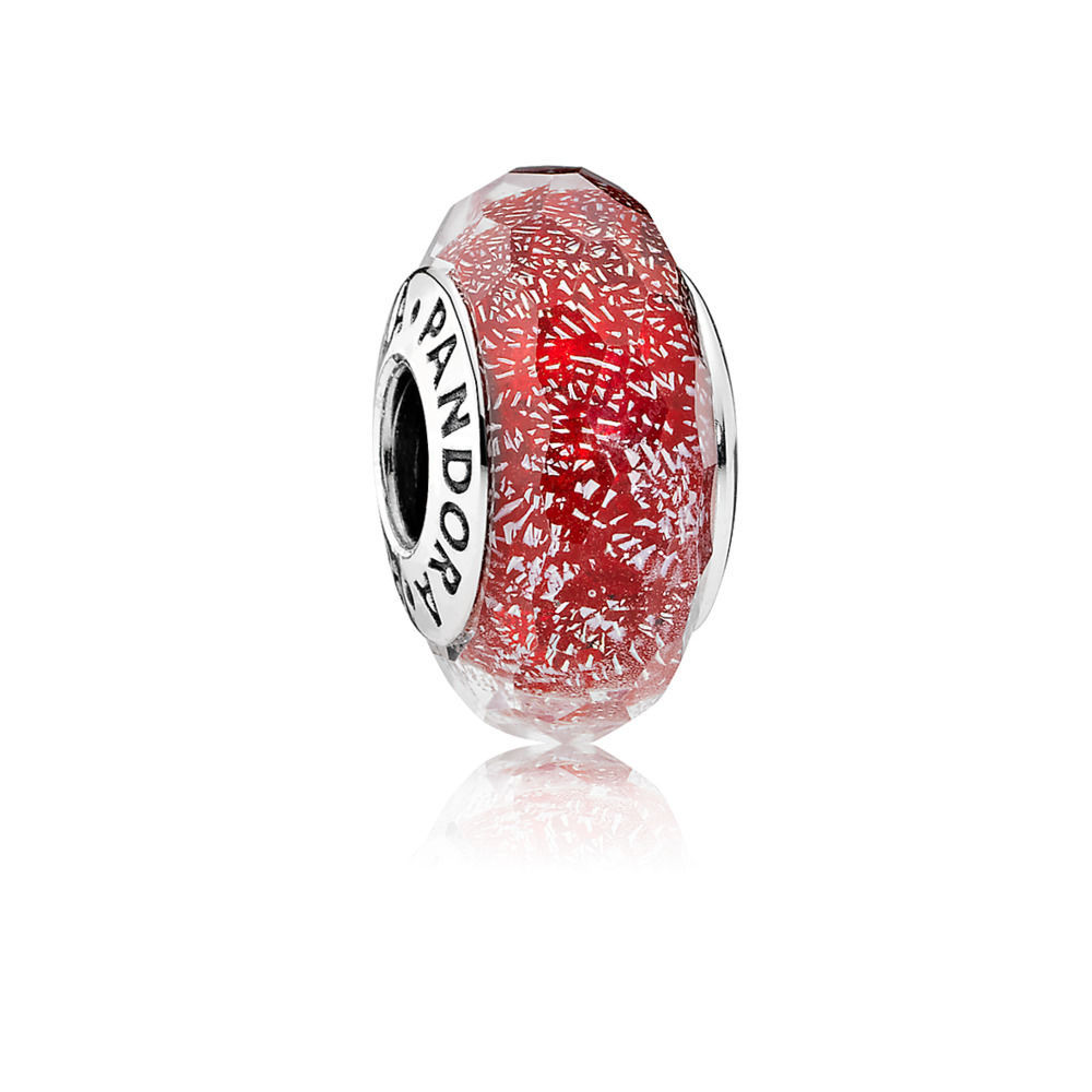 pandora red shimmer murano glass charm bead