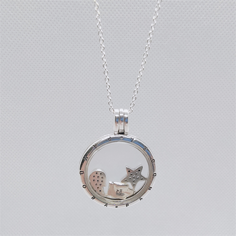 pandora floating locket necklace & celestial petites charms large +  pouch