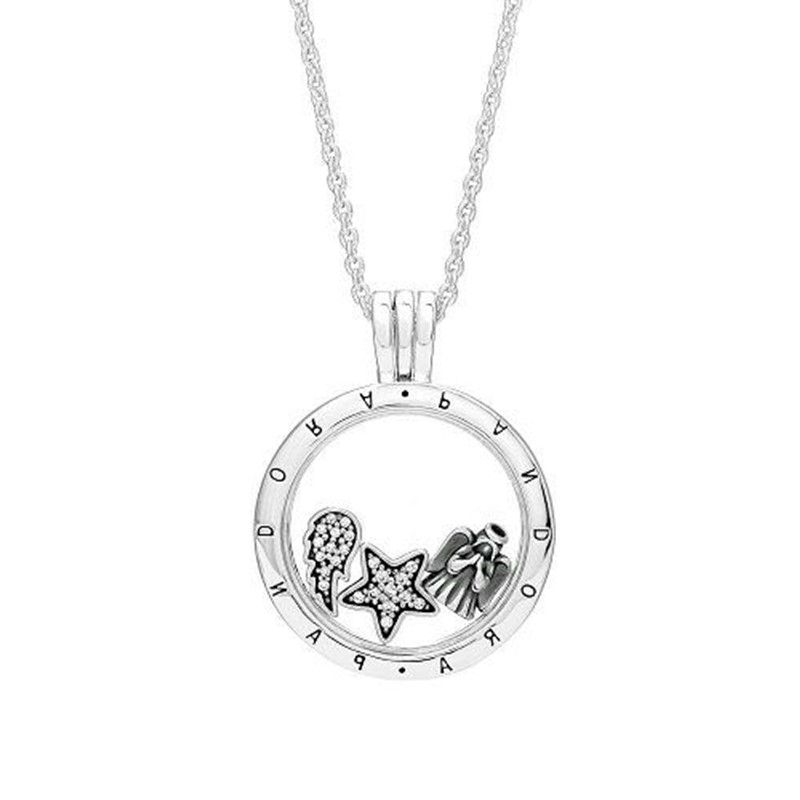 pandora floating locket necklace & celestial petites charms large +  pouch