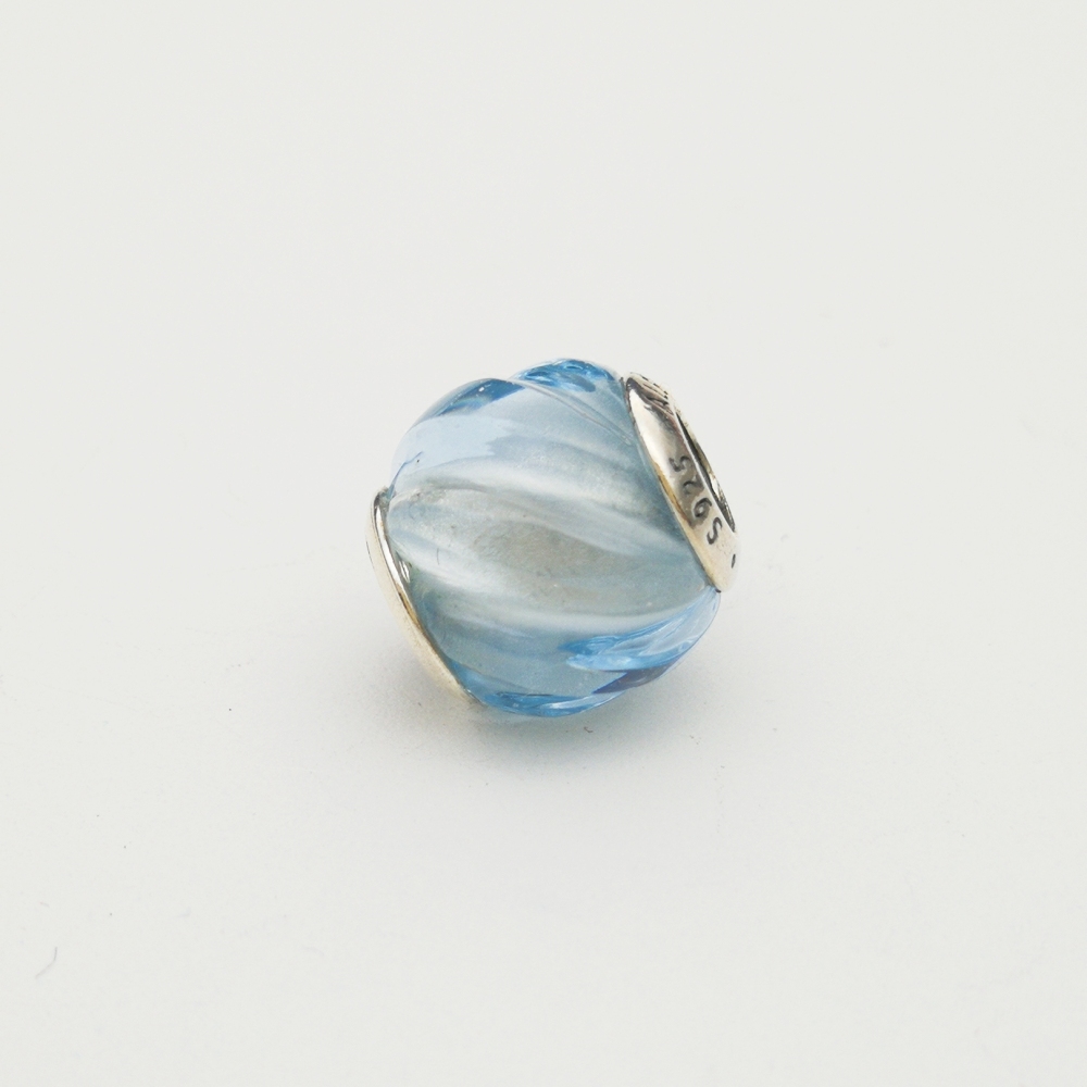 pandora silver charm blue ripples aqua blue crystal