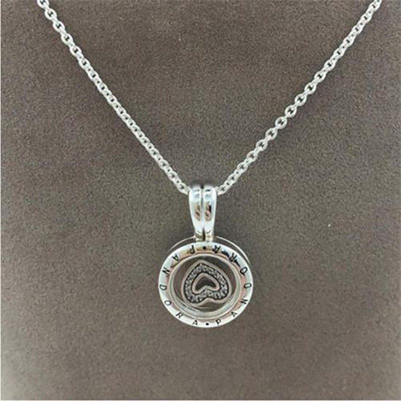 pandora floating locket sapphire crystal glass clear necklace