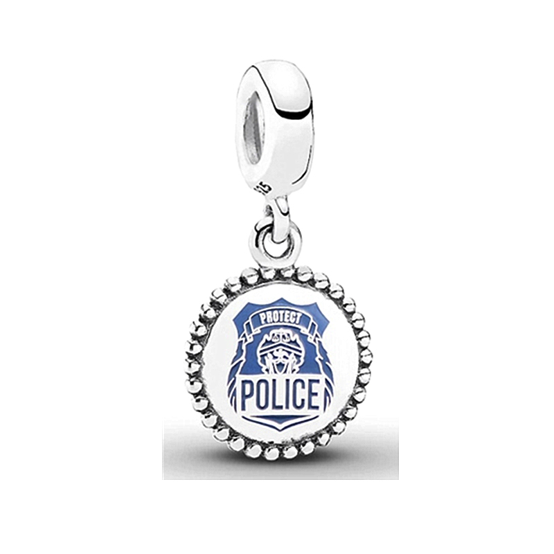 pandora engraved police sterling silver charm