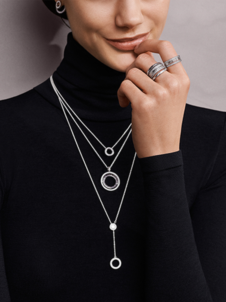 pandora silver hearts of pandora necklace -45cm