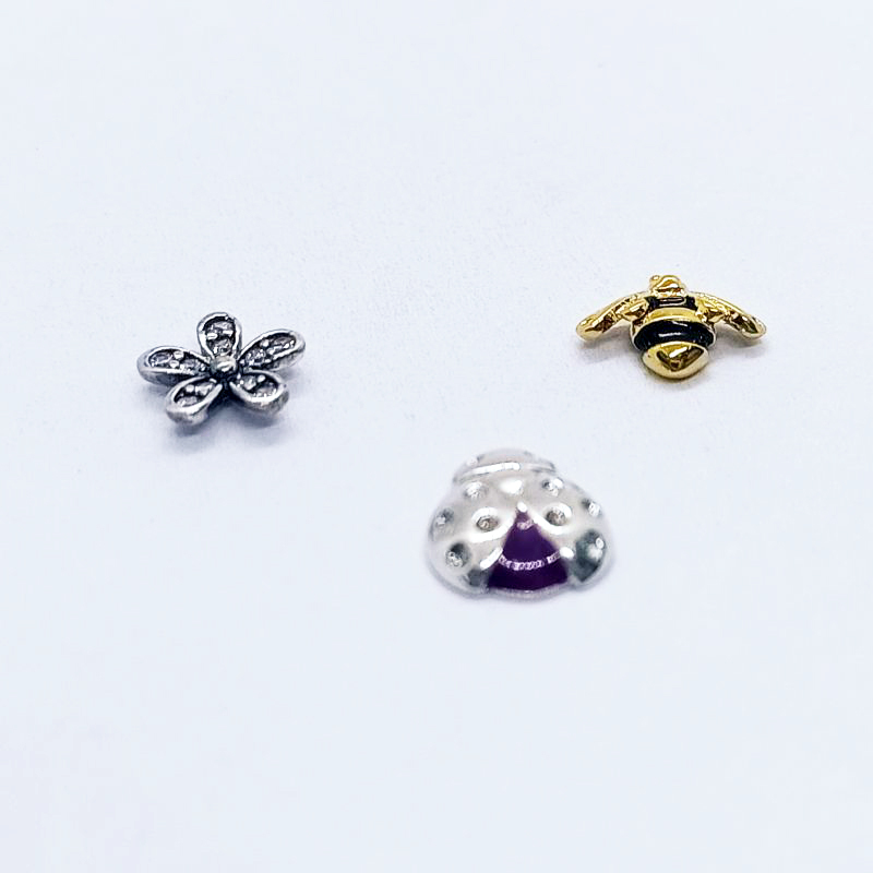 pandora silver bee ladybug flowers petite floating locket charms set