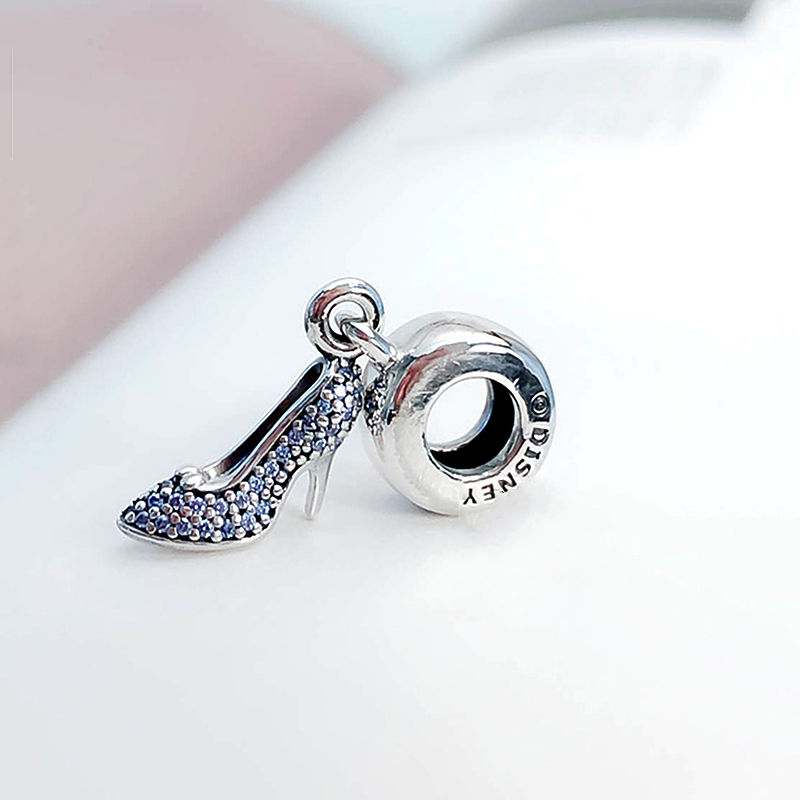 cinderella sparkling slipper pandora blue shoe dangle charm