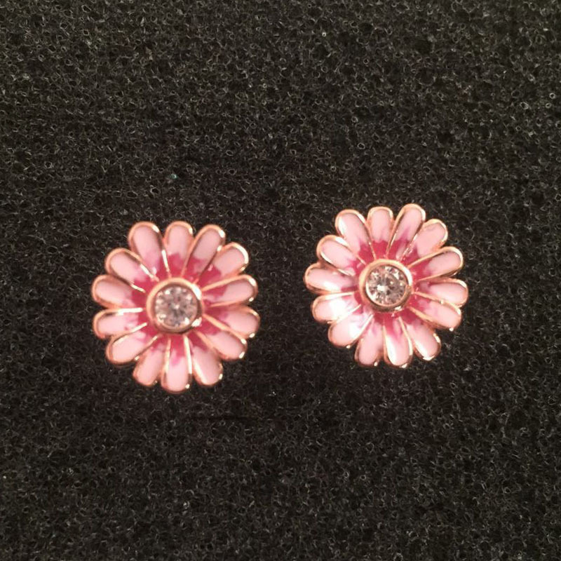 Pandora Rose Pink Daisy Flower Stud Earrings
