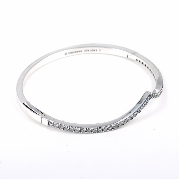 Pandora 925 Sterling Silver Shimmering Wish Bracelet Bangle Bracelet Clear CZ