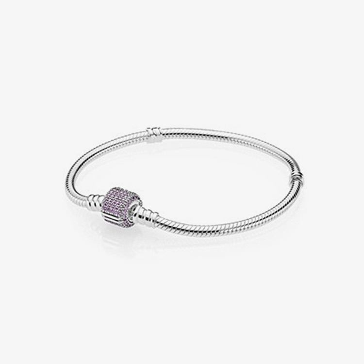 pandora  pink signature clasp bracelet, sterling silver, , all sizes