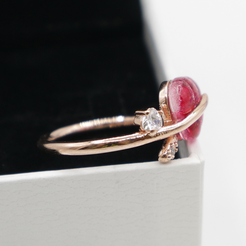 Pandora rose gold pink murano fallen leaves ring