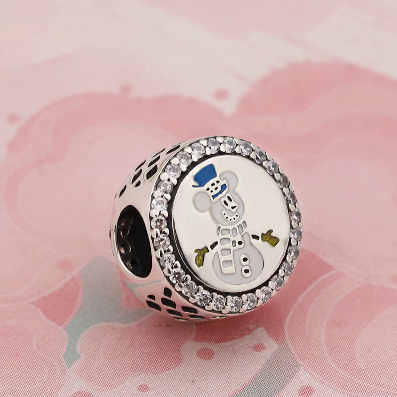pandora snowman parks disney charm bead 925 silver ale, whit pouch gift