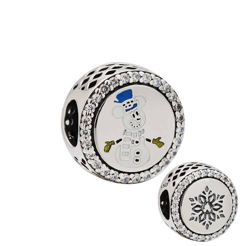 pandora snowman parks disney charm bead 925 silver ale, whit pouch gift