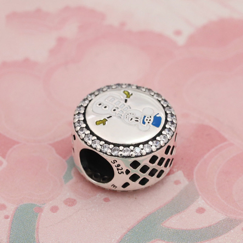 pandora snowman parks disney charm bead 925 silver ale, whit pouch gift
