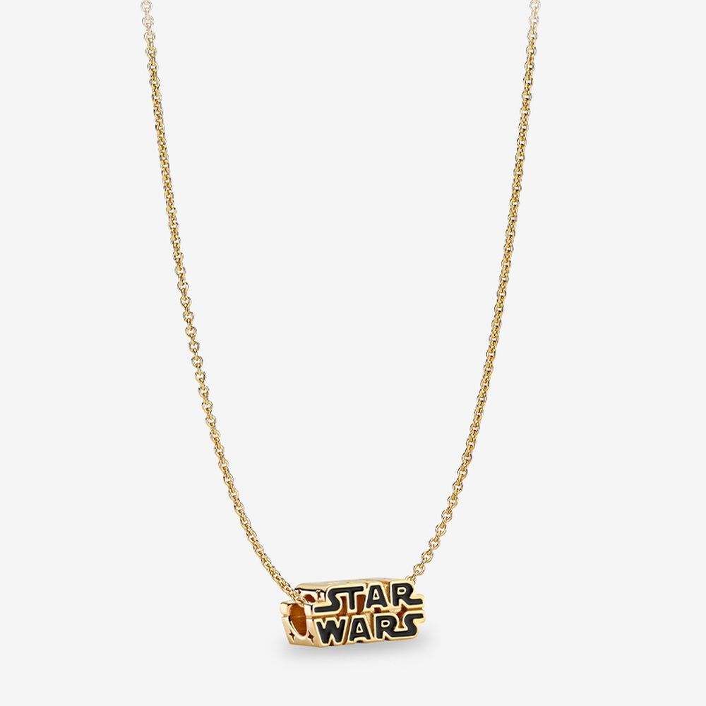 Pandora golden 3D Logo Charm S925 Necklace - 45CM