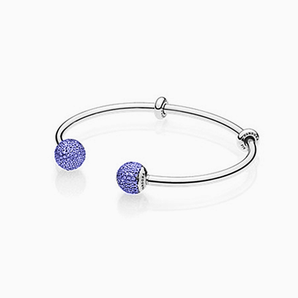 pandora  blue diamond open bangle bracelet s925 w packaging