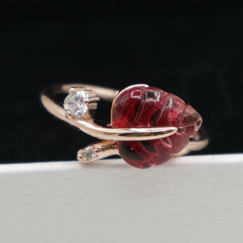 Pandora rose gold pink murano fallen leaves ring