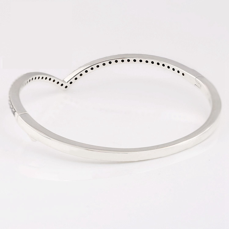 Pandora 925 Sterling Silver Shimmering Wish Bracelet Bangle Bracelet Clear CZ