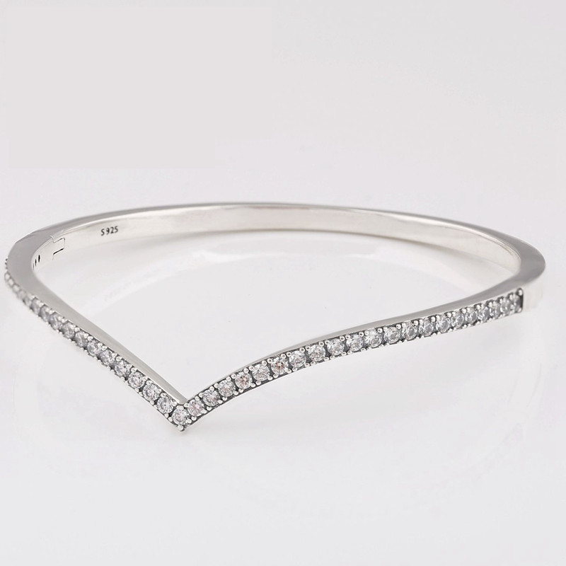 Pandora 925 Sterling Silver Shimmering Wish Bracelet Bangle Bracelet Clear CZ