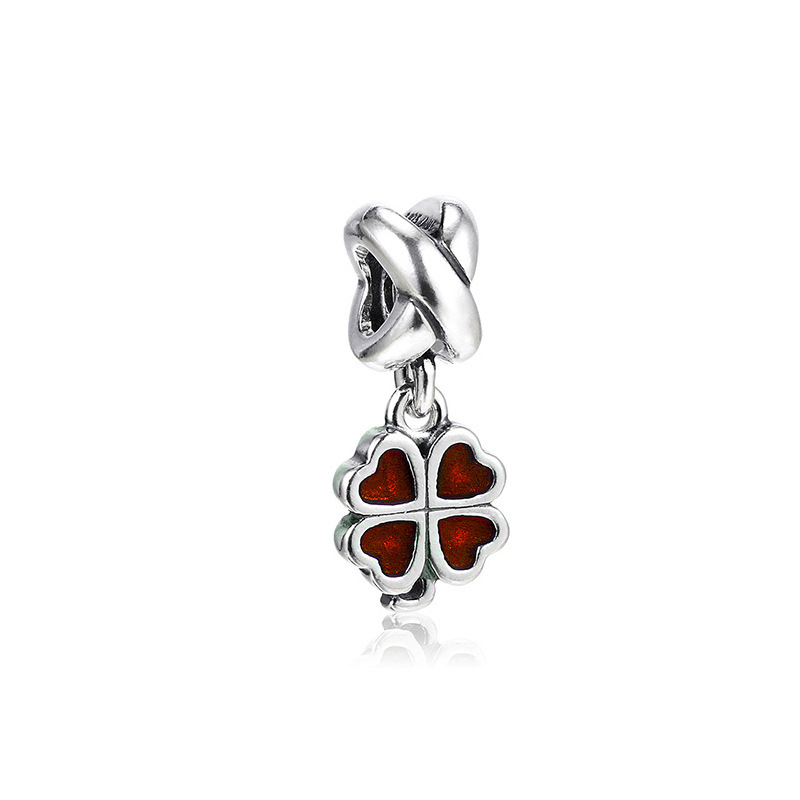 pandora  four leaf clover red dangle charm